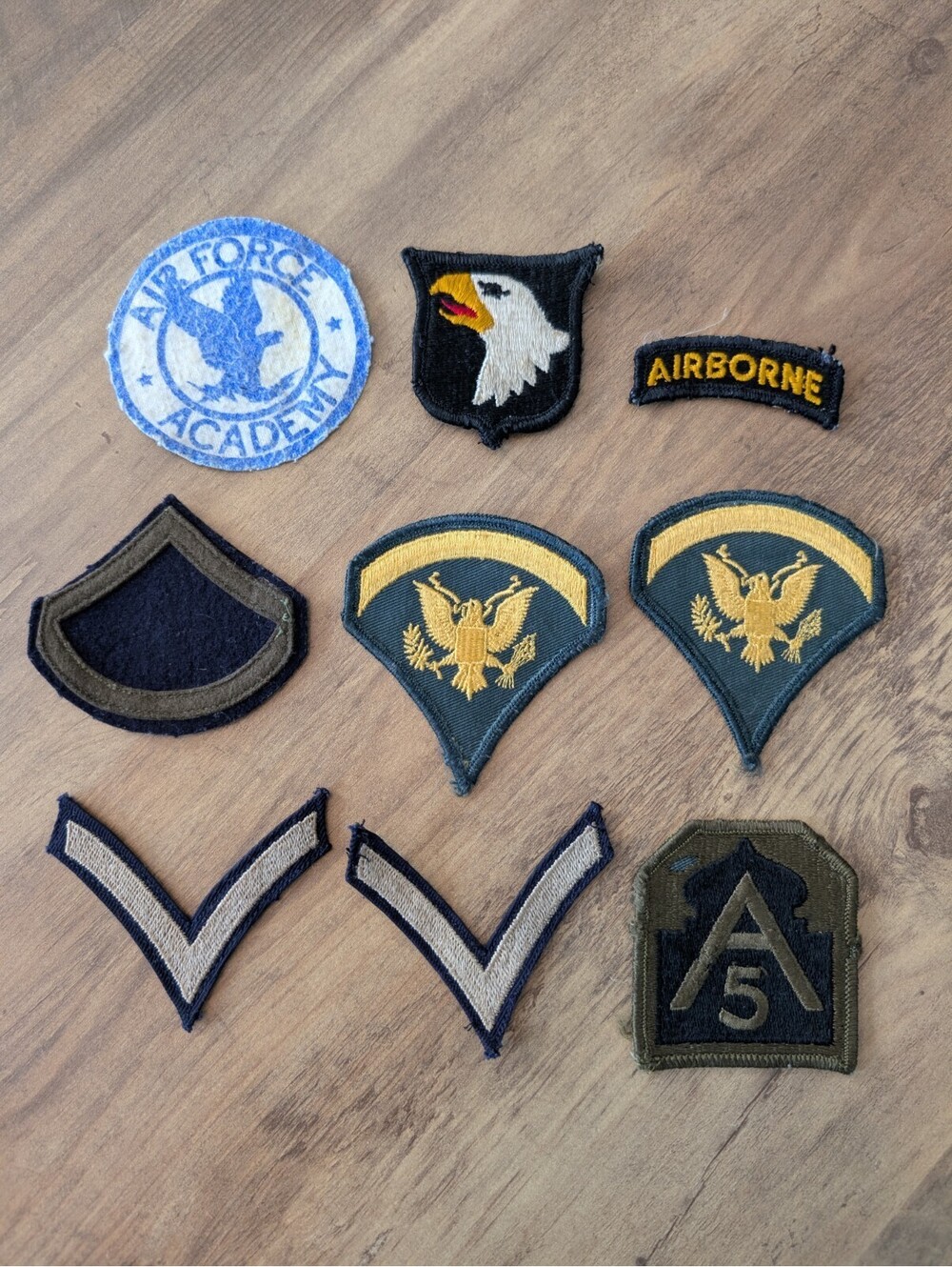 Vintage Mixed U.S. Military Patch Lot 9 Pieces Army, Air Force, Airborne